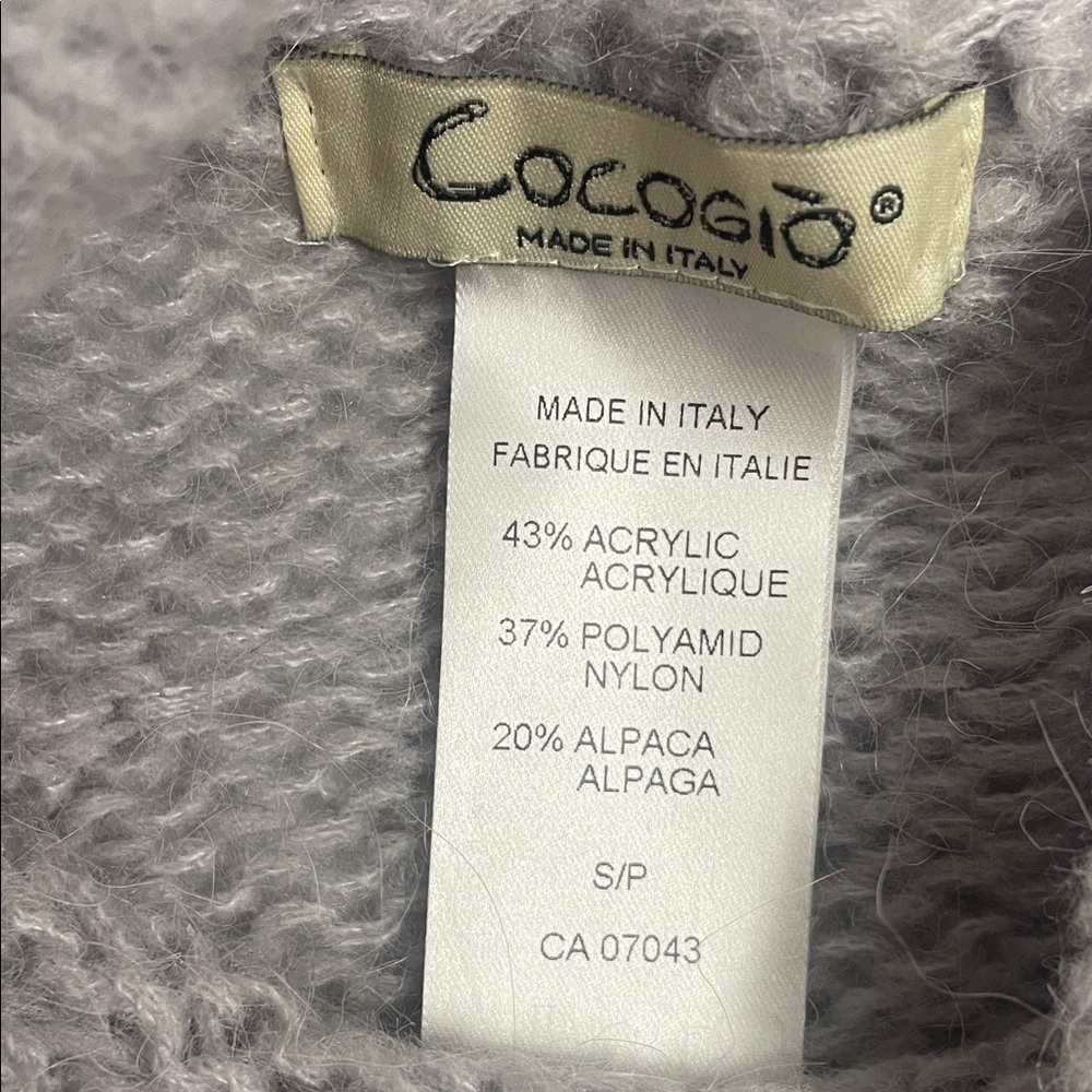 Cocogio Sweater Cozy Lt. Gray Mock Neck Cable Knit Sleeves OS Relaxed FitSz S - Picture 9 of 12
